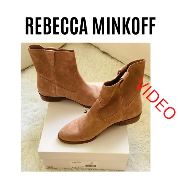 REBCCA MINKOFF Chasidy Berry Smoothie Suede Bootie Fawn Tan Size 10 M - Picture 3 of 8